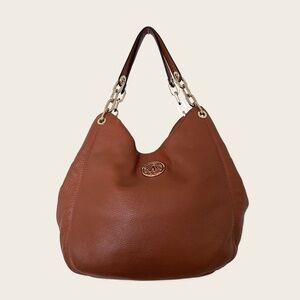 Michael Kors Fulton Chain Medium Signature Logo Leather Shoulder Bag